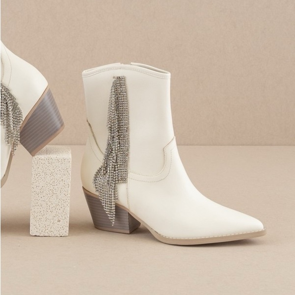Rhinestone Fringe Ankle Cowboy Boots